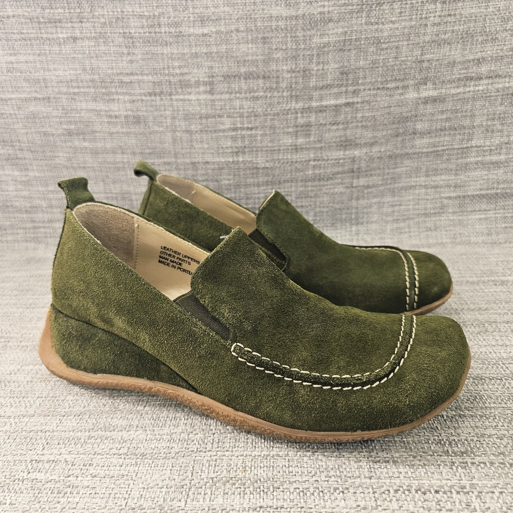 David Aaron Women Suede Loafers Slip On Comfort Driving Shoes Green Size 9.5N